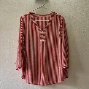 Orange (Terracotta)  & White Striples Blouse